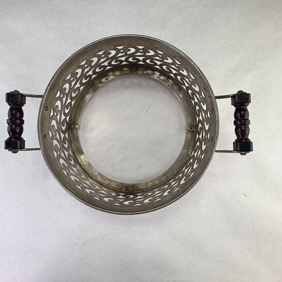 Vintage Manning Bowman Filigree Silverplate Serving Dish Ring With Handles - Picture 7 of 14